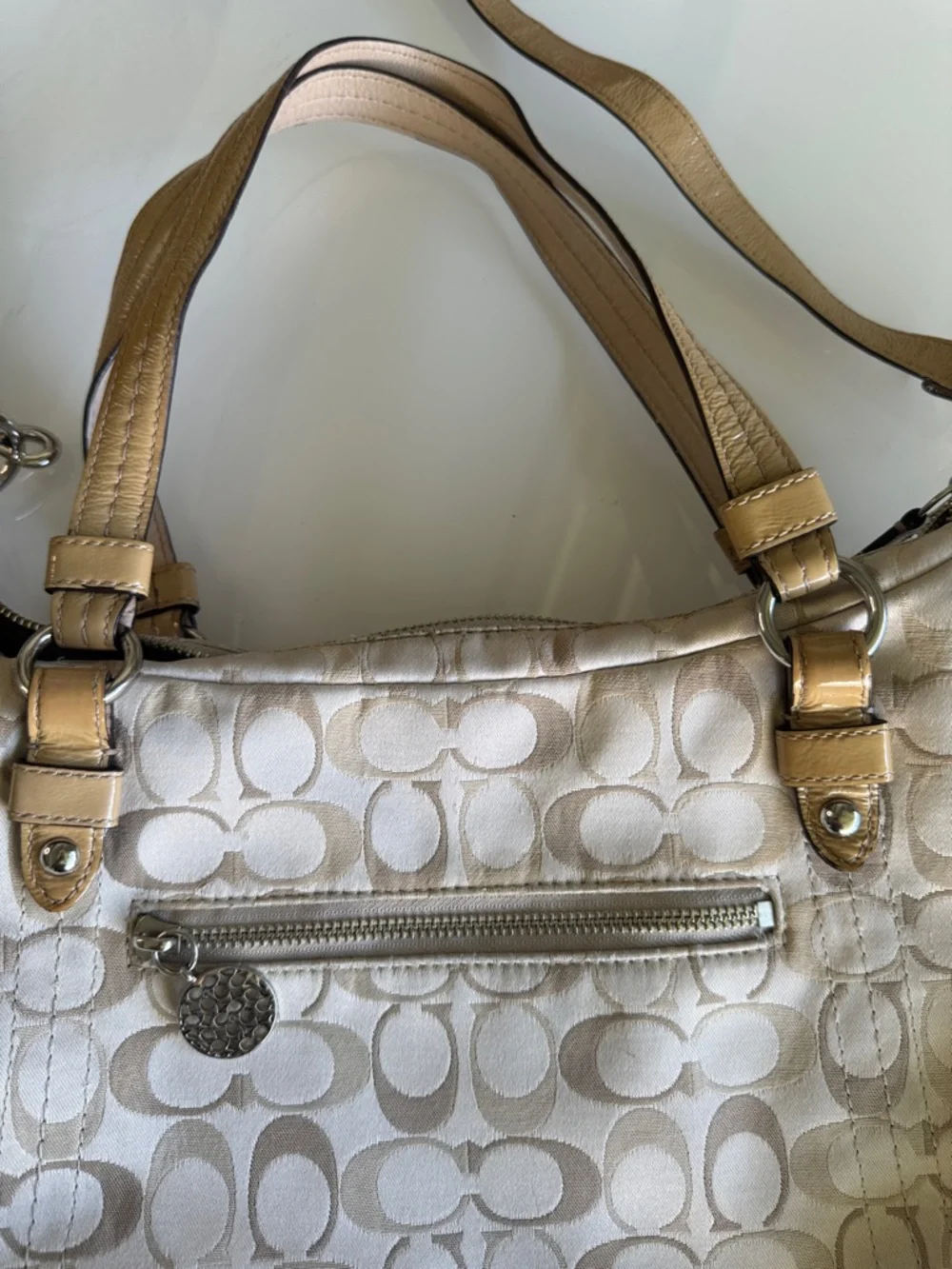 Coach Alexandra Signature Satin Hobo Bag | Champagne Monogram